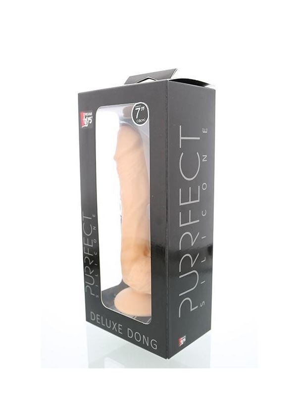Телесный силиконовый фаллоимитатор PURRFECT SILICONE DELUXE DONG 7INCH - 18 см.