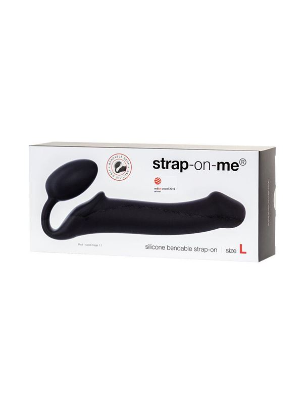 Черный безремневой страпон Silicone Bendable Strap-On L