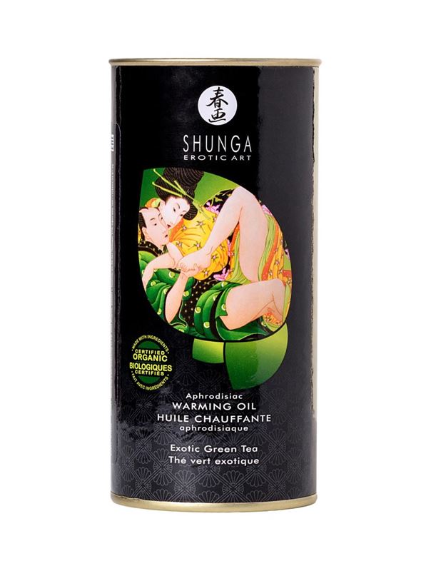 Массажное масло Shunga Organic Exotic Green Tea с ароматом зелёного чая (100 мл)