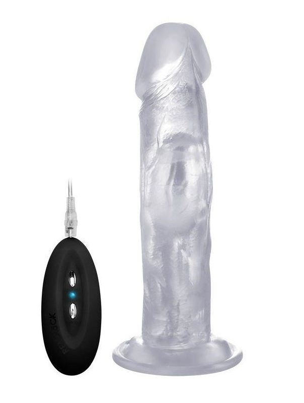 Прозрачный вибратор-реалистик Vibrating Realistic Cock 8 - 20 см.