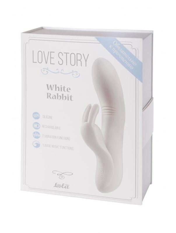 Белый вибратор Love Story - White Rabbit с клиторальным зайчиком (21 см)