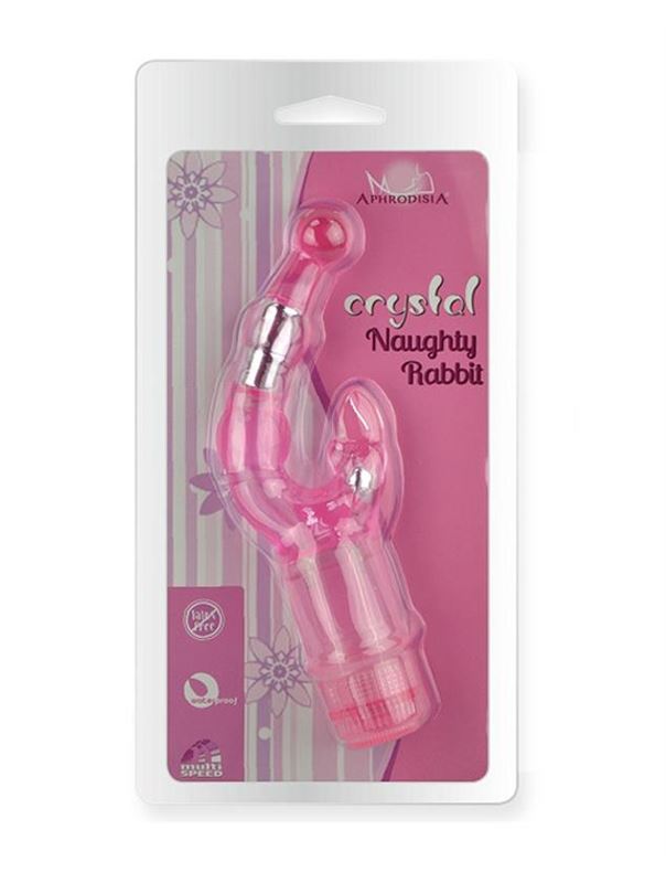 Фиолетовый вибростимулятор Crystal Naughty Rabbit (20 см)