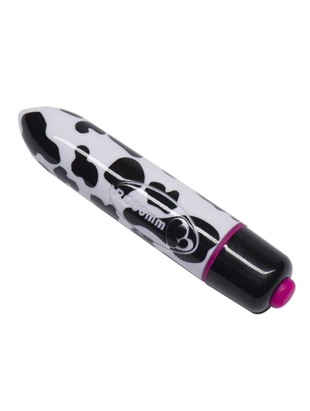Мини-вибратор с принтом шкуры коровы RO-80MM 7-SPEED COW PRINT - 8 см.