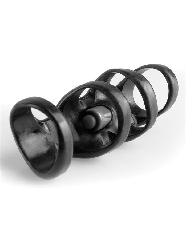 Чёрная вибронасадка Vibrating Power Cage - 8 см.