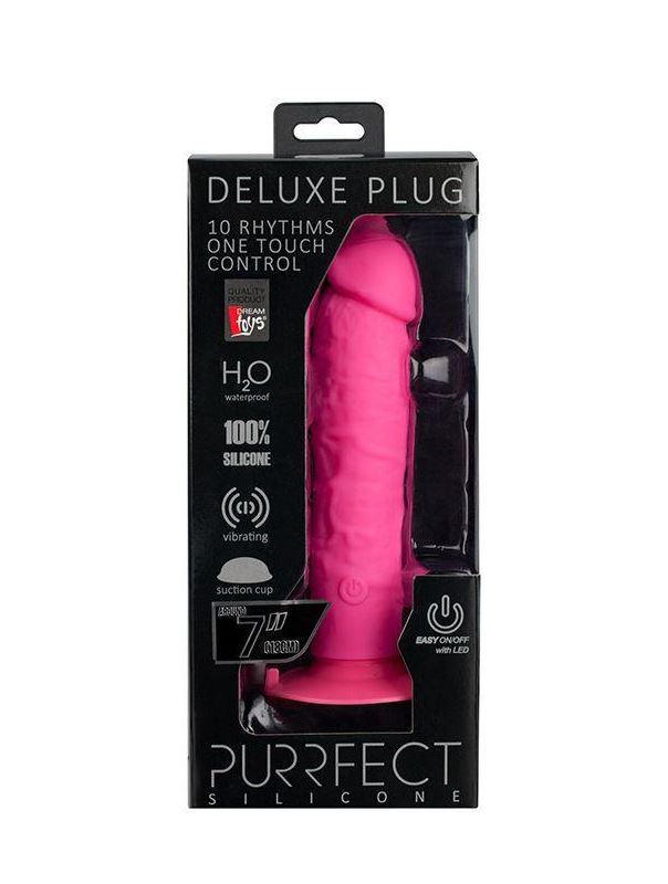 Розовый вибратор реалистик на присоске PURRFECT SILICONE ONE TOUCH (20 см)