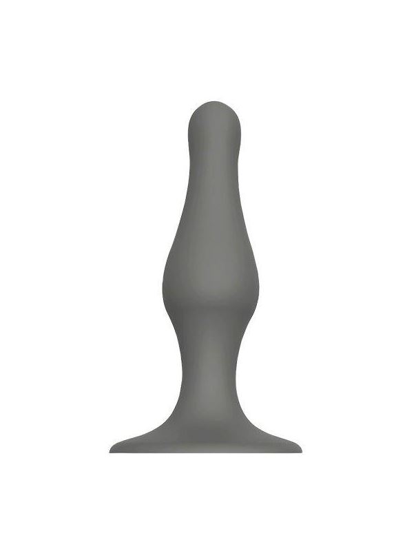 Серый удлиненный анальный стимулятор PLUG WITH SUCTION CUP (10,3 см)