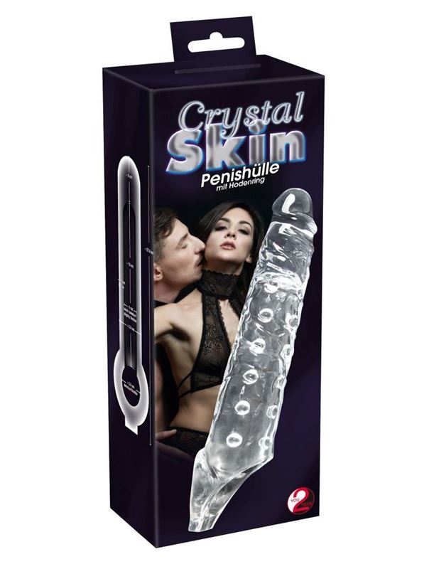 Закрытая насадка на пенис Crystal Skin Penis Sleeve (27,8 см)