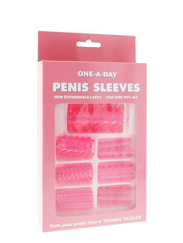 Набор из 7 розовых насадок на пенис ONE-A-DAY PENIS SLEEVES