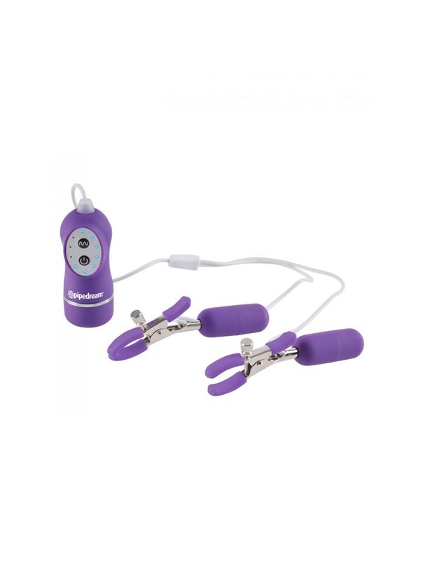 Фиолетовые зажимы на соски 10-Function Vibrating Nipple Clamps с вибрацией