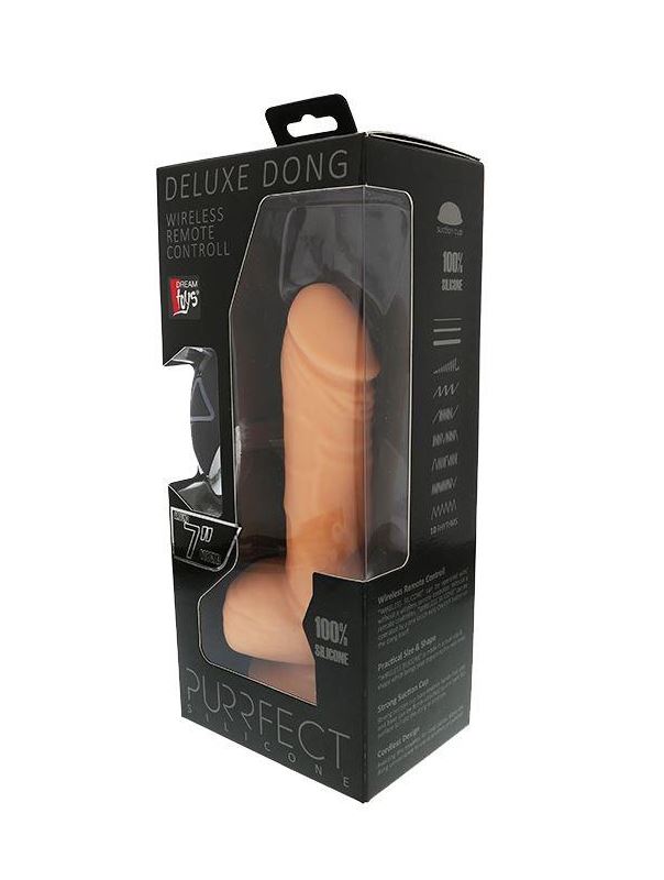 Реалистичный вибратор с дистанционным управлением PURRFECT SILICONE DELUXE REMOTE VIBE 7IN - 18 см.