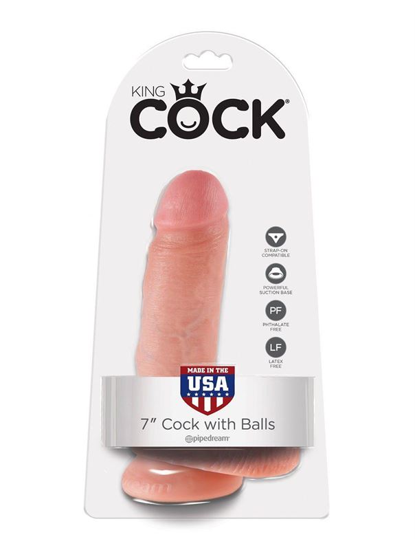 Фаллоимитатор с мошонкой 7" King Cock with Balls на присоске (18 см)