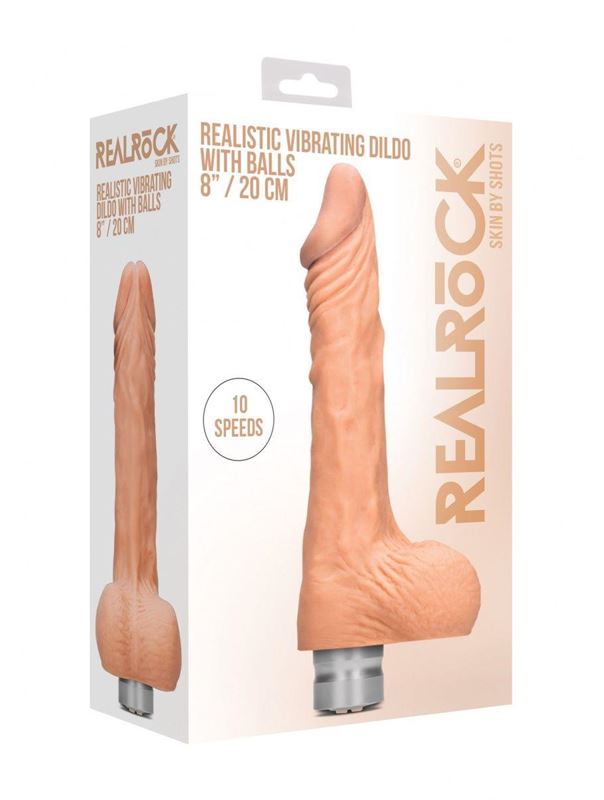 Телесный вибратор Vibrating Dildo With Balls (20 см)