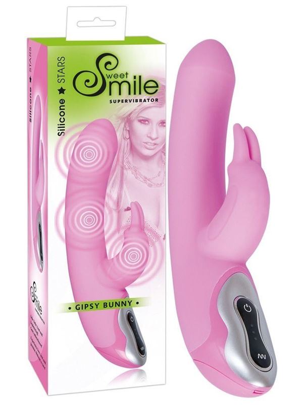 Многофункциональный розовый вибратор Smile Gipsy - 24 см.