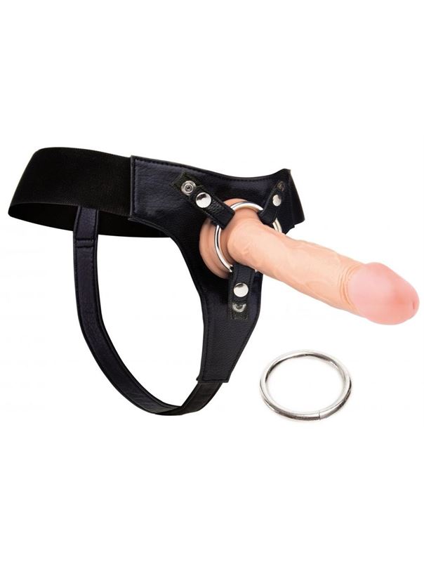 Черные трусики Harness Deluxe для страпона O-ring