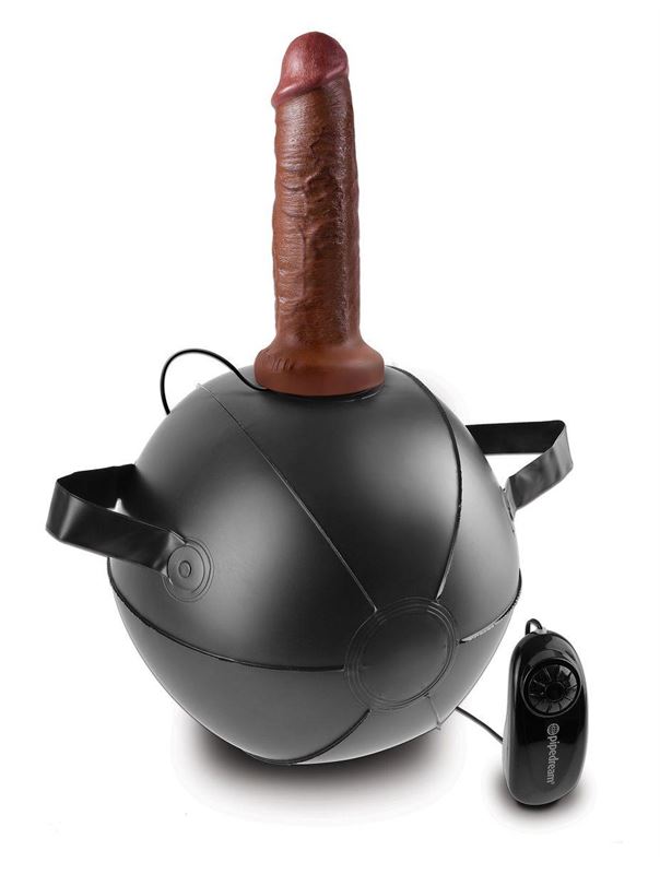 Мини-мяч с фаллической насадкой коричневого цвета и вибрацией Vibrating Mini Sex Ball with 7 Dildo