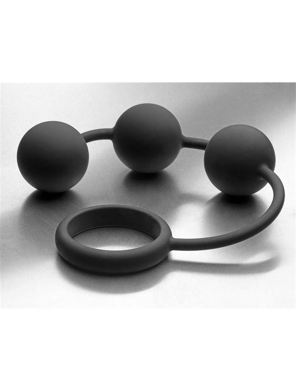 Анальные шарики Tom of Finland Silicone Cock Ring with 3 Weighted Balls