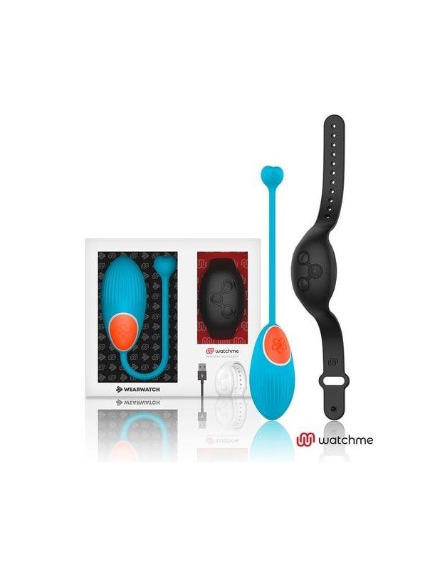 Голубое виброяйцо с черным пультом-часами Wearwatch Egg Wireless Watchme