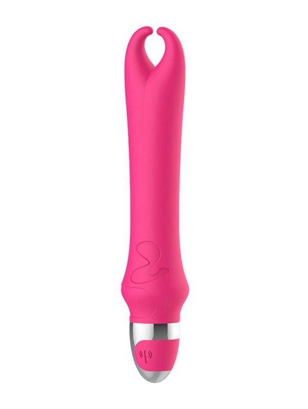 Розовый вибратор с рожками Pedicel - 17,8 см.