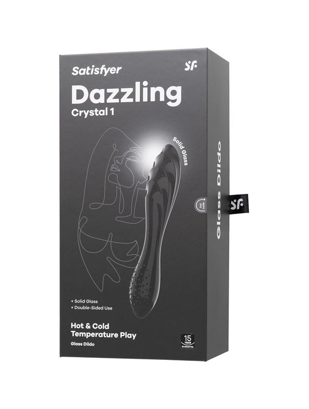Черный двусторонний фаллоимитатор Dazzling Crystal 1 (18,5 см)