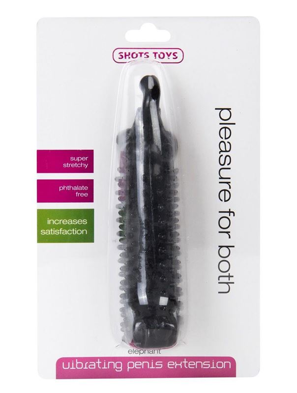 Чёрная насадка Elephant Vibrating Penis Extension (14 см)