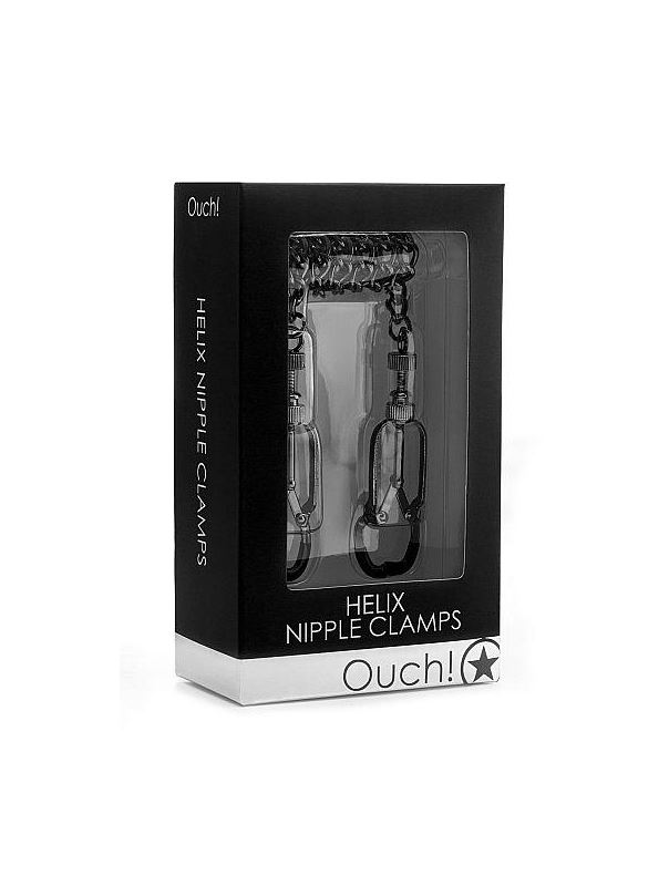 Чёрные зажимы на соски с цепочкой Helix Nipple Clamps