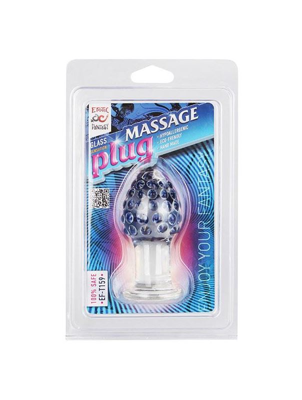 Анальный плаг Massage Plug из стекла с массажными точками (8.5 см)