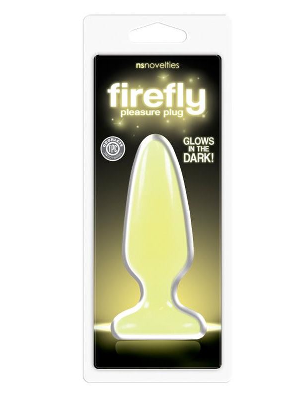 Светящаяся в темноте желтая анальная пробка Firefly Pleasure Plug Medium Yellow (12,7 см)