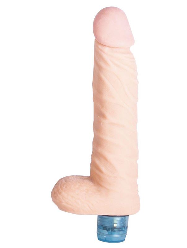 Телесный вибратор Vibro Realistic Cock Dildo с мошонкой (18 см)