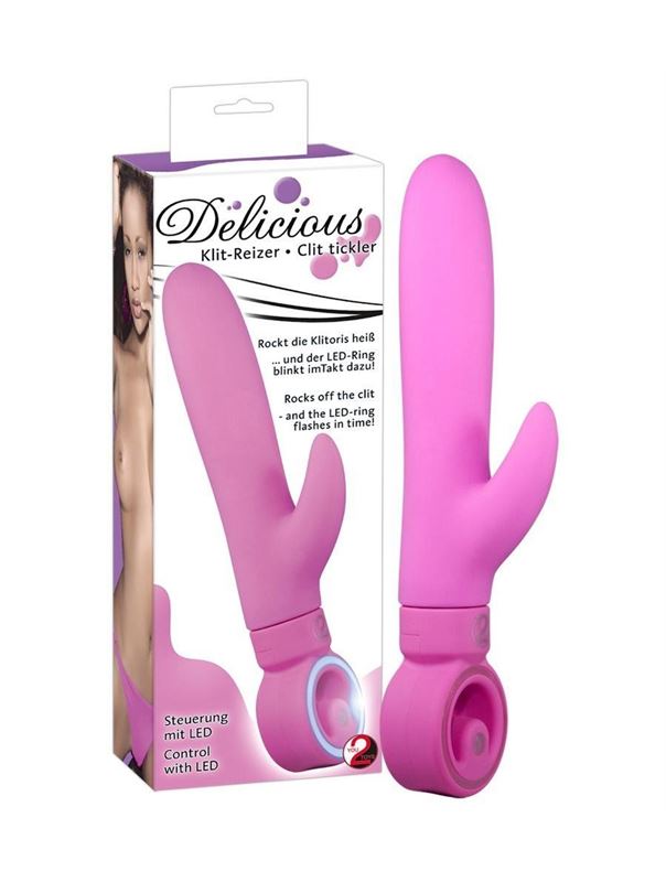 Фиолетовый вибратор Delicious Clit Tickler (22 см)