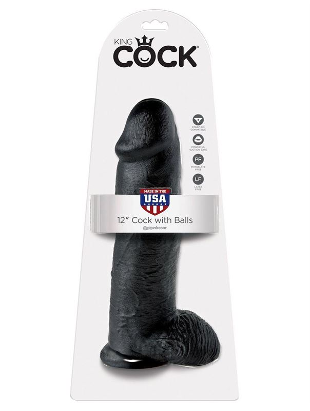 Чёрный фаллоимитатор-гигант 12" Cock with Balls (30,5 см)