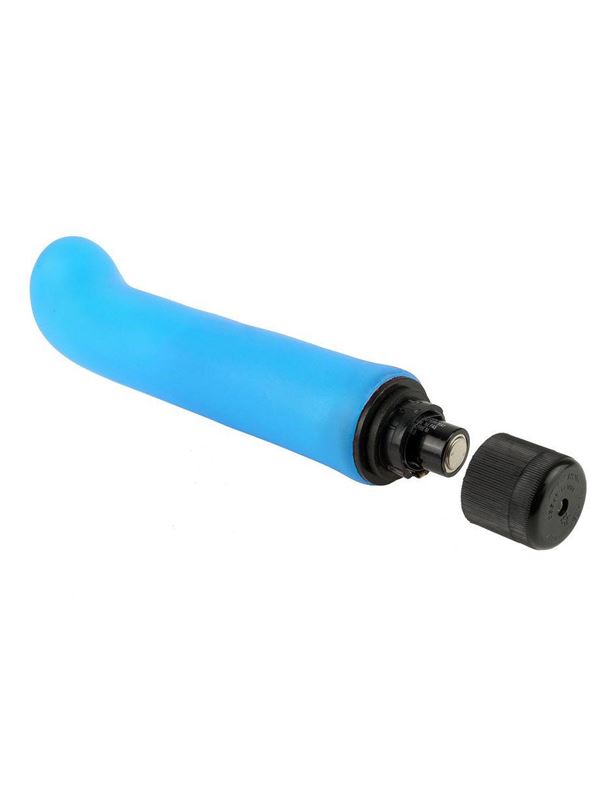 Голубой вибромассажер XL G-Spot Softees с загнутым кончиком (16,2 см)