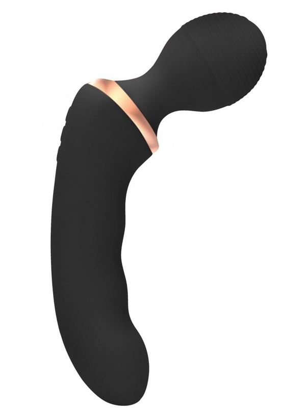 Черный двусторонний вибратор Charm (18 см)
