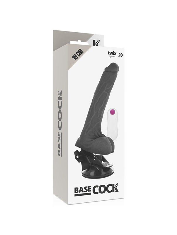 Черный вибратор на мощной присоске Basecock Realistic Vibrator Remote Control (19 см)