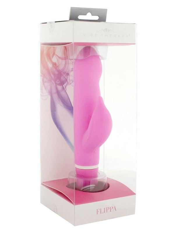 Вибратор розового цвета VIBE THERAPY FLIPPA со стимулятором клитора - 14 см.