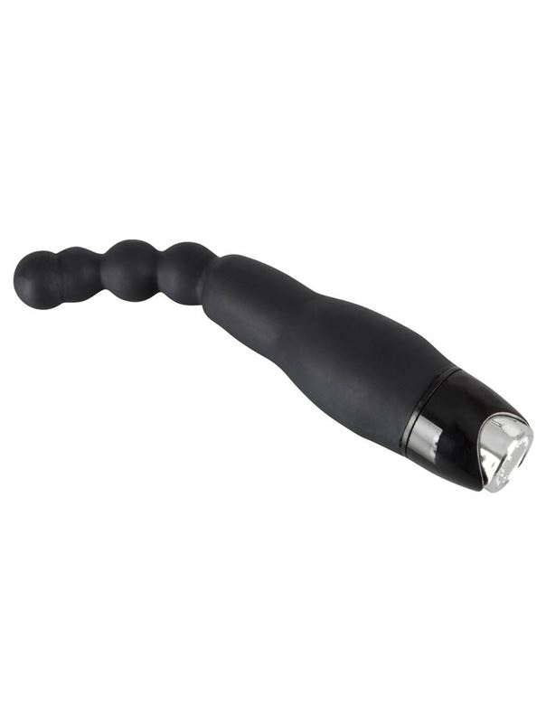 Чёрный анальный вибратор Vibrator with small balls - 22 см.