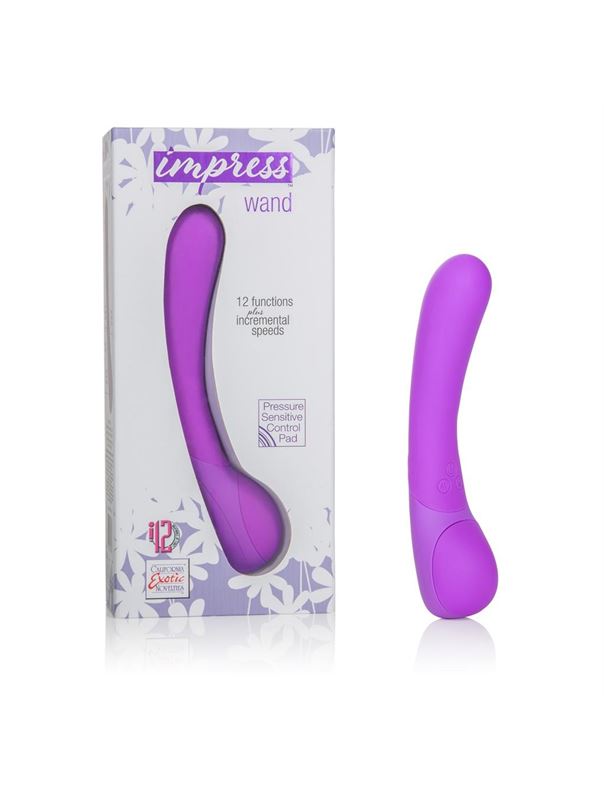 Фиолетовый вибромассажер Impress Wand - 12 см.