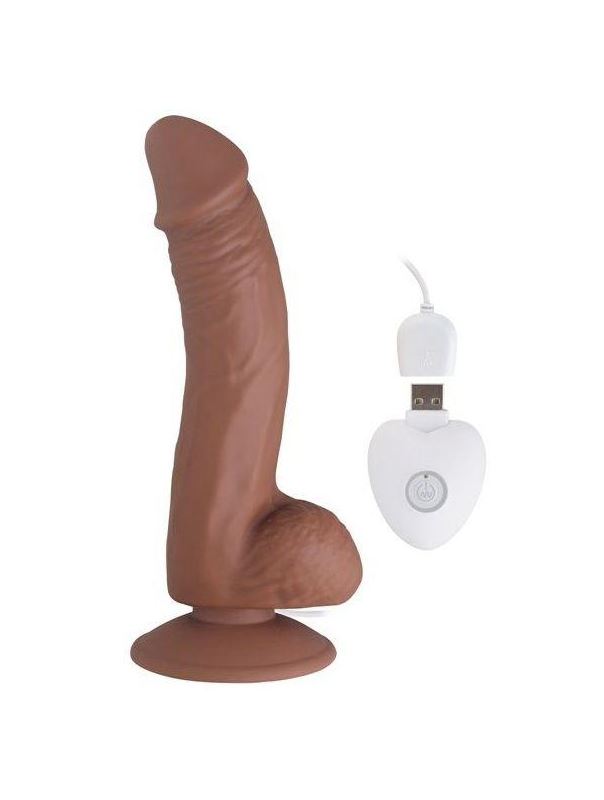 Коричневый вибратор SEDUCER 20 Function Veined Dong (20 см)