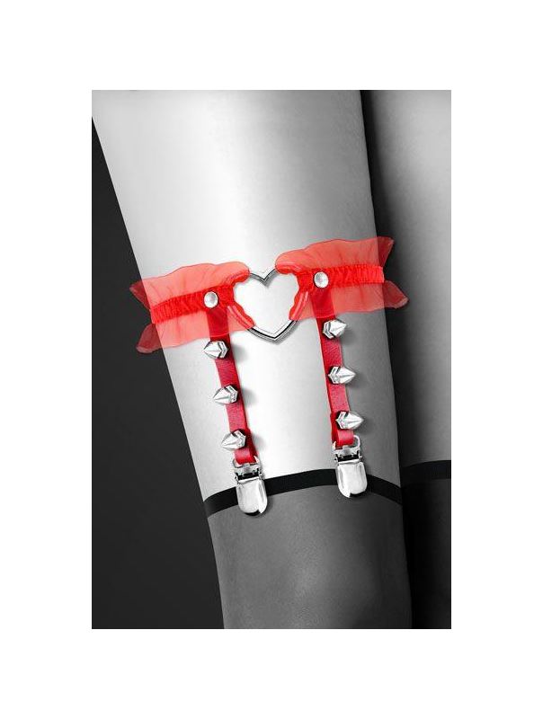 Красная подвязка с сердцем и шипами GARTER WITH HEART