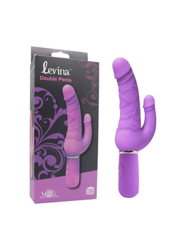 Фиолетовый вибратор Levina Double Penis (21,5 см)