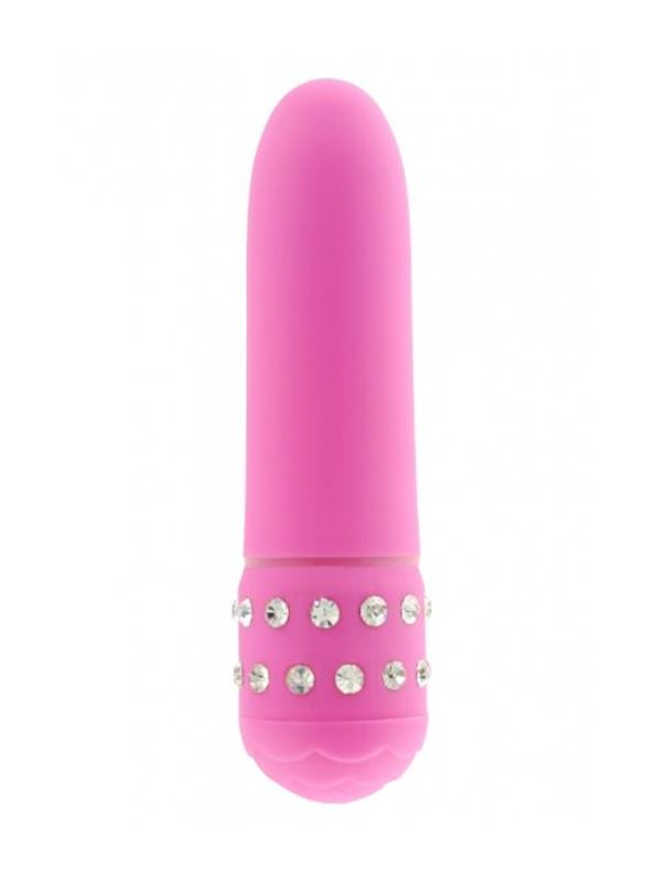 Розовый вибратор с кристаллами Diamond Pink Petit (11 см)