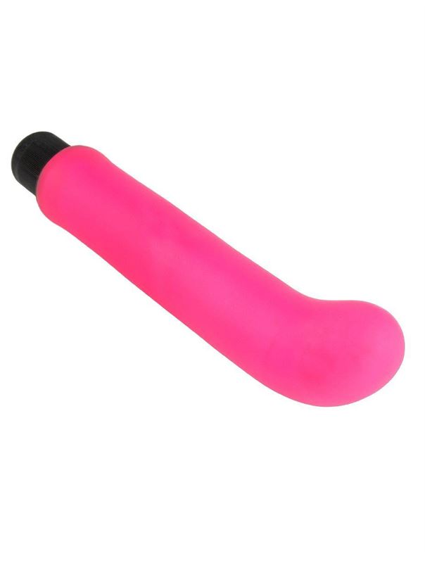 Ярко-розовый вибромассажер XL G-Spot Softees с загнутым кончиком (16,2 см)