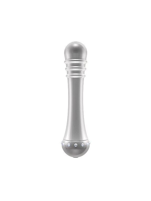 Вибратор с ребристой головкой The Emerald Silver - 16,3 см.