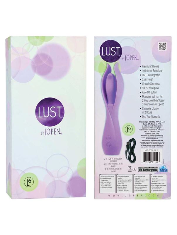 Большой фиолетовый вибратор с лепестками Lust by JOPEN L6