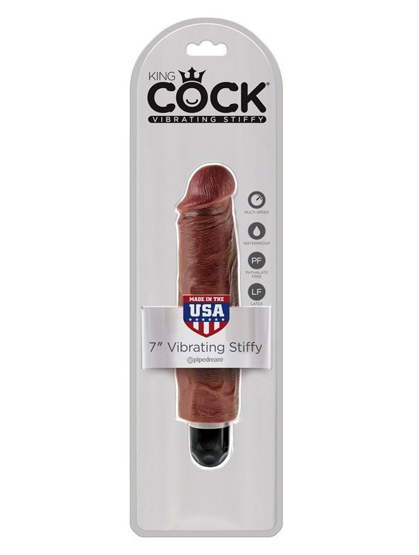 Коричневый вибратор-реалистик 7" Vibrating Stiffy - 21,6 см.