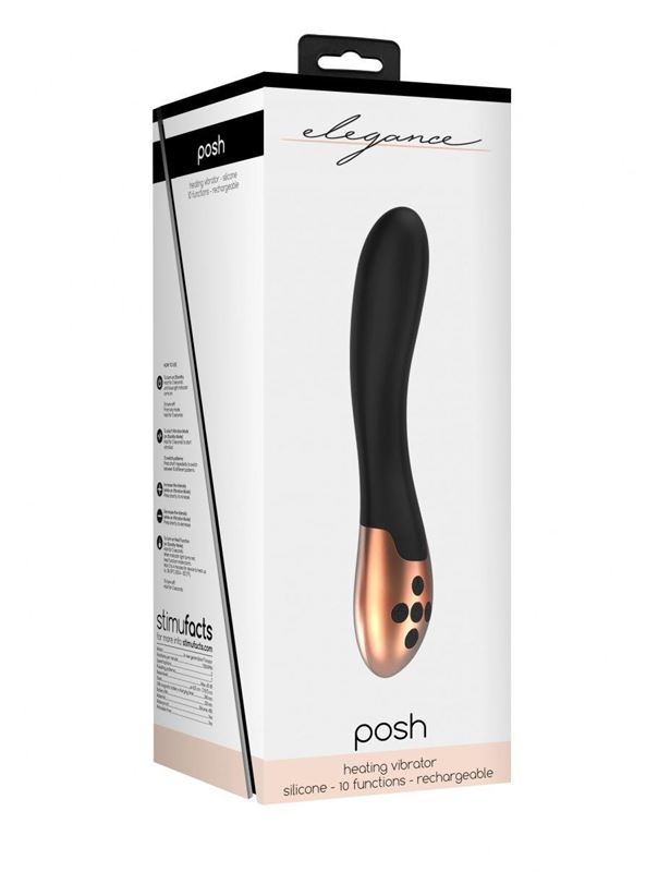 Черный вибратор Posh с функцией нагрева (20 см)