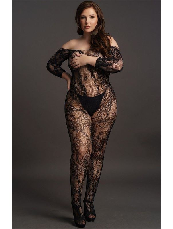 Красивый ажурный кэтсьюит с доступом Lace Sleeved Bodystocking