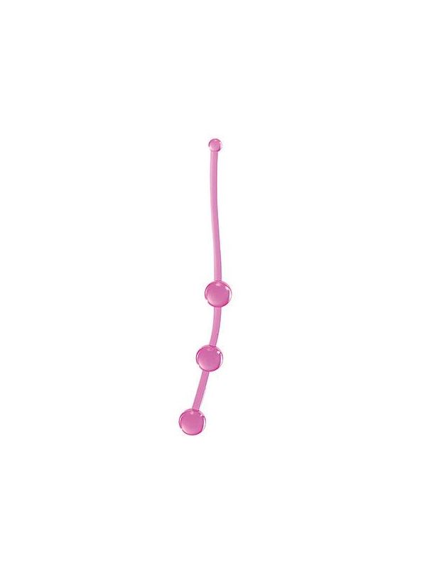 Розовая анальная цепочка JAMMY JELLY ANAL 3 BEADS PINK - 15 см.