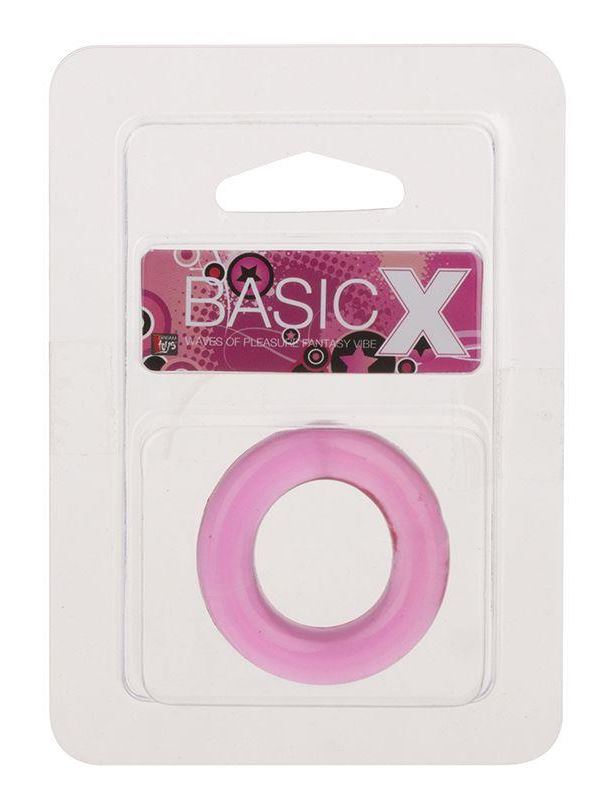 Розовое эрекционное кольцо BASICX TPR COCKRING PINK