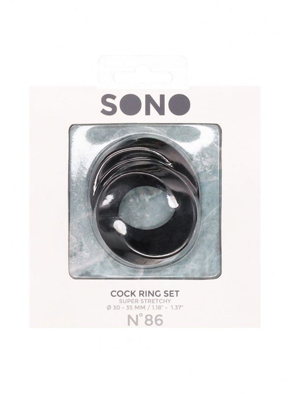 Набор из двух черных эрекционных колец N86 Cock Ring Set