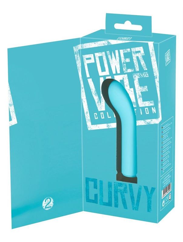 Бирюзовый мини-вибратор Power Vibe Curvy с загнутой головкой (12 см)